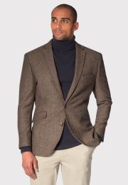 Tailored Fit Bark Melange Wool Blend Sports Coat