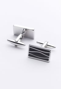 Black Pattern Chrome Cufflinks