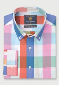 Regular Fit Blue, Turquoise, Aqua, Rose, White and Apricot Seasonal Colors Cotton Shirt