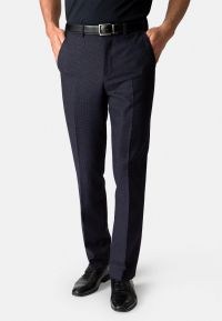 Regular Fit Argentina Navy Wool Blend Puppytooth Pants