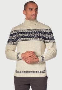 Gautier Ecru Fairisle Roll Neck Sweater