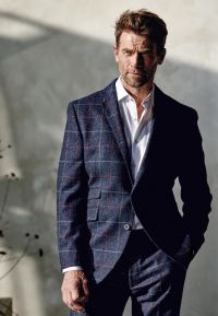 Tailored Fit Haincliffe Blue Check Wool Suit Jacket