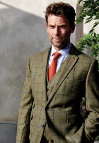 Tailored Fit Haincliffe Green Check Wool Suit - Vest Optional