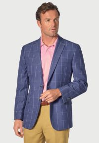 Regular Fit Lamb Blue Windowpane Overcheck Sports Coat