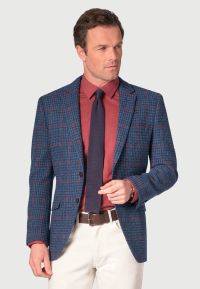 Tailored Fit Perth Navy Check Harris Tweed&reg; Jacket