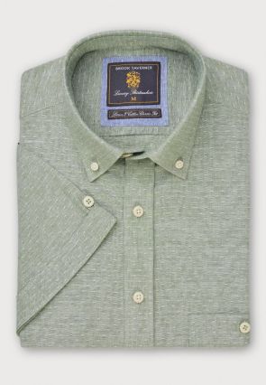 Regular Fit Seagrass Dobby  Short Sleeve Linen Cotton Shirt